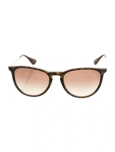 Pre-owned Ray Ban Erika Wayfarer Sunglasses In Brown