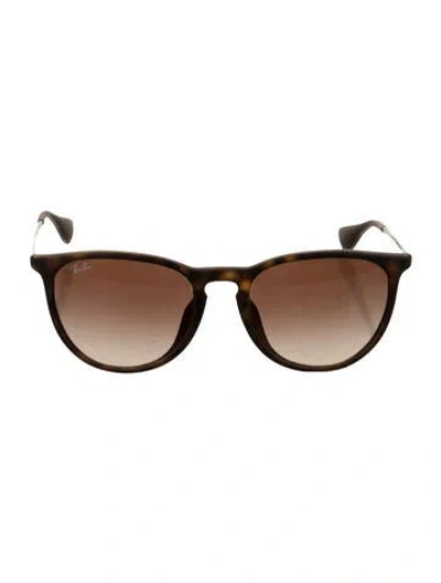 Pre-owned Ray Ban Erika Wayfarer Sunglasses In Brown
