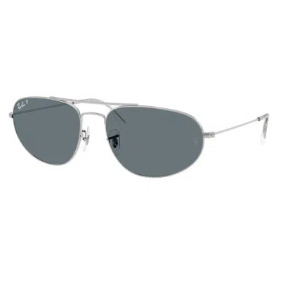 Ray Ban Explorer Iv Dark Blue Polarized Irregular Unisex Sunglasses Rb3945 003/3r 60 In Gray