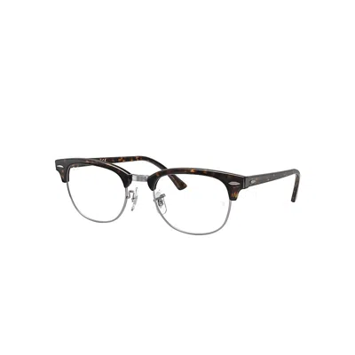 Ray Ban Eyeglasses Unisex Clubmaster Optics - Dark Havana Frame Clear Lenses 53-21