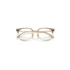 Ray Ban New Clubmaster Optics Eyeglasses Gold Frame Clear Lenses Polarized 51-20 In Gold
