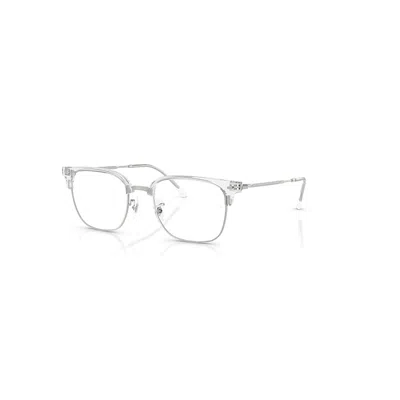 Ray Ban Eyeglasses Unisex New Clubmaster Optics - Silver Frame Clear Lenses Polarized 53-20