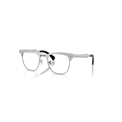 Ray Ban Rb4443vm Optics Scuderia Ferrari Collection Eyeglasses Brushed Silver Frame Clear Lenses Polarized 5