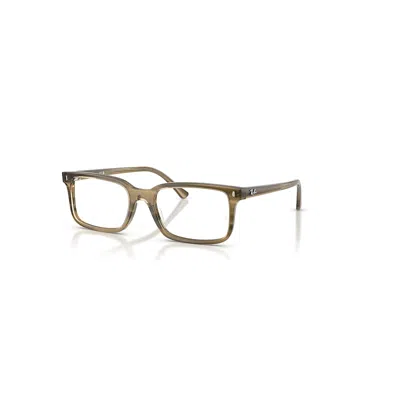 Ray Ban Eyeglasses Unisex Rb5445 Optics - Striped Green Frame Clear Lenses Polarized 52-19