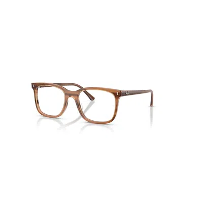 Ray Ban Eyeglasses Unisex Rb5446 Optics - Striped Brown Frame Clear Lenses Polarized 51-19