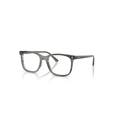 Ray Ban Eyeglasses Unisex Rb5446 Optics - Striped Grey Frame Clear Lenses Polarized 51-19