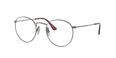 Ray Ban Round Titanium Optics Eyeglasses Gunmetal Frame Clear Lenses 47-21