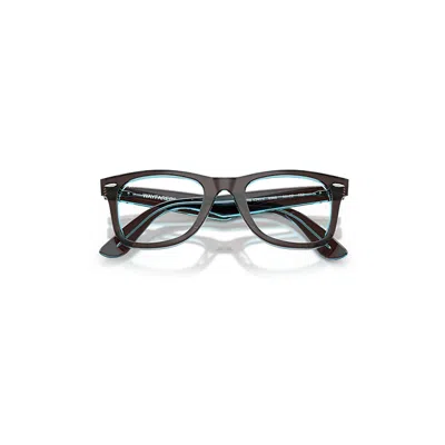 Ray Ban Wayfarer Ease Optics Eyeglasses Brown On Transparent Blue Frame Clear Lenses Polarized 50-22