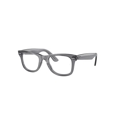 RAY BAN EYEGLASSES UNISEX WAYFARER EASE OPTICS - TRANSPARENT GREY FRAME CLEAR LENSES POLARIZED 50-22