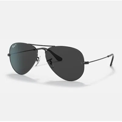 Ray Ban Unisex Aviator Total Black Polarized Sunglasses, Rb3025