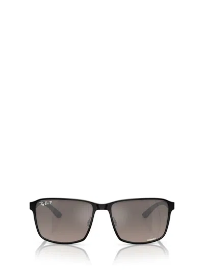 Ray Ban Womens Black Rb3721ch Chromance Square-frame Metal Sunglasses In Black On Black