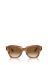 Ray Ban Ray-ban State Street 49mm Gradient Square Sunglasses In Striped Brown