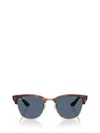 Ray Ban Unisex Clubmaster Reverse Sunglasses, Rbr0504s In Striped Havana On Rose Gold