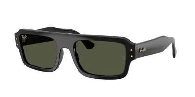 Ray Ban Flacko Bio Based Green Rectangular Unisex Sunglasses Rb4454f 667731 53 In Black