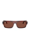 Ray Ban Flacko Rectangular Sunglasses In Brown