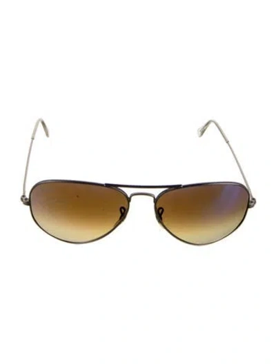 Pre-owned Ray Ban Flash Aviator Sunglasses In Gold