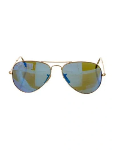 Pre-owned Ray Ban Flash Lenses Aviator Sunglasses In Gold