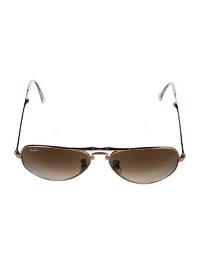 Pre-owned Ray Ban Folding Aviator Aviator Sunglasses In Gold