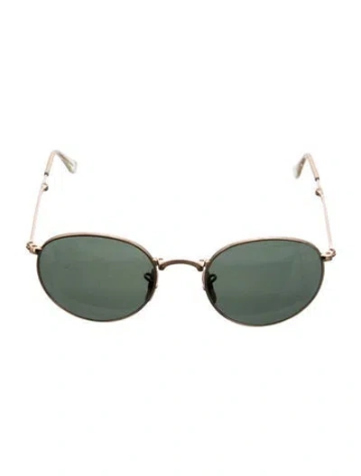 Pre-owned Ray Ban Folding Round Round Sunglasses In Gold