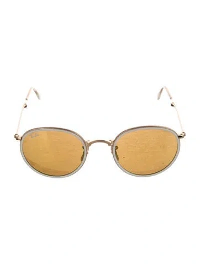 Pre-owned Ray Ban Folding Round Round Sunglasses In Gold