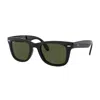 Ray Ban Wayfarer Folding Classic Sunglasses Black Frame Green Lenses Polarized 50-22 In Nero