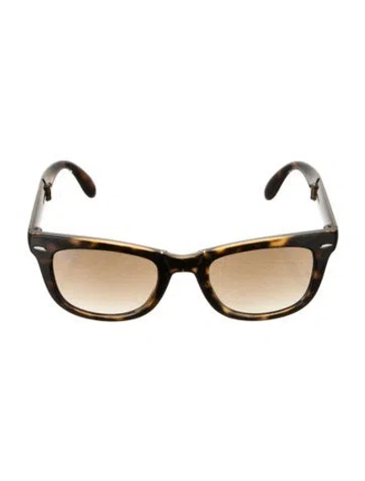 Pre-owned Ray Ban Folding Wayfarer Wayfarer Sunglasses In Brown