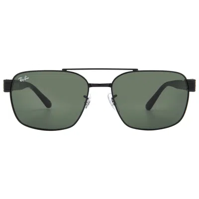 Ray Ban G-15 Green Rectangular Unisex Sunglasses Rb3751 002/31 58 In Multi