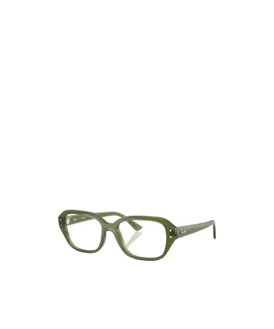 Ray Ban Geometric Frame Plain Mirror In Green