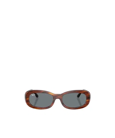 Ray Ban Geometric Frame Sunglasses In Brown