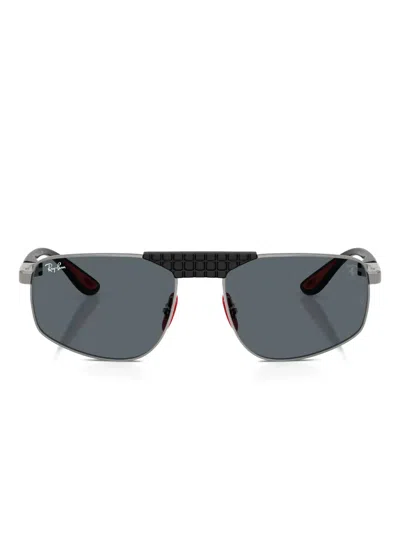 Ray Ban Geometric-frame Textured Sunglasses In Silver