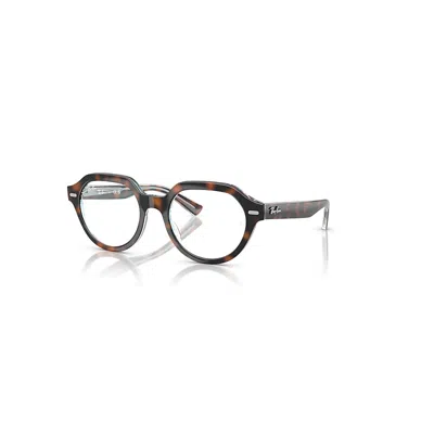 Ray Ban Gina Optics  Dunkel Havana Auf Multicolor Fassung Klar Glas Polarisiert 49-20