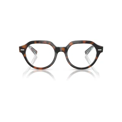 Ray Ban Gina Optics Eyeglasses Dark Havana On Multicolor Frame Clear Lenses Polarized 51-20
