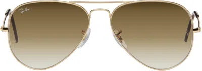 Ray Ban Gold Aviator Gradient Sunglasses In 001/51