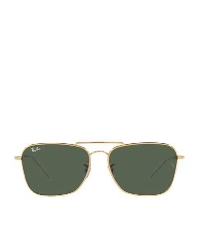 Ray Ban Gold-tone Square Sunglasses In Burgundy