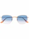 Ray Ban Gradient-effect Geometric-frame Sunglasses In Gold