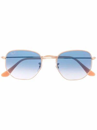 Ray Ban Gradient-effect Geometric-frame Sunglasses In Gold