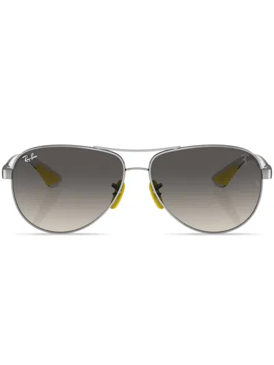 Ray Ban Gradient-lenses Aviator-frame Sunglasses In Silber