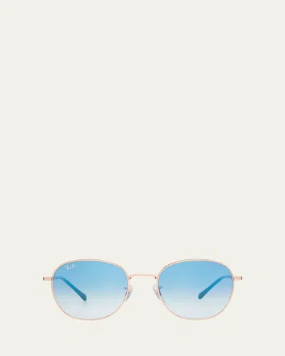 Ray Ban Gradient Metal Round Sunglasses, 55mm In Rose Gold