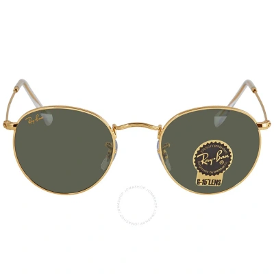 Ray Ban Green Classic G-15 Round Unisex Sunglasses Rb3447 919631 47 In Gold / Green