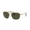 Ray Ban Sunglasses Male Rb3708 - Gold Frame Green Lenses 56-18
