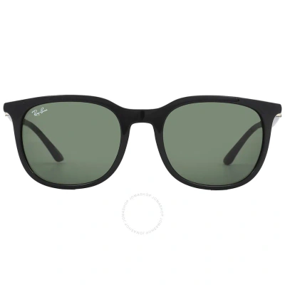 Ray Ban Green Rectangular Unisex Sunglasses Rb4386 601/31 54 In Black / Green