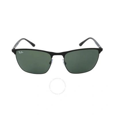 Ray Ban Green Square Unisex Sunglasses Rb3686 186/31 57 In Black / Green