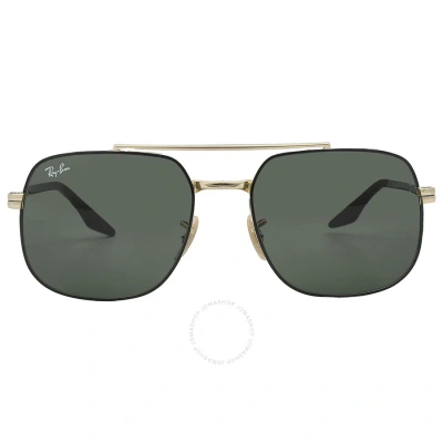 Ray Ban Green Square Unisex Sunglasses Rb3699 900031 56 In Black / Gold / Green
