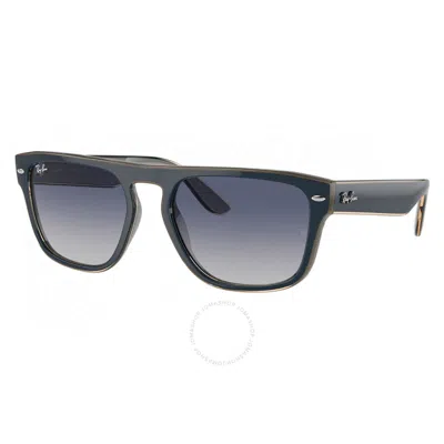 Ray Ban Grey/blue Square Unisex Sunglasses Rb4407 67304l 57 In Blue / Brown / Gray / Grey