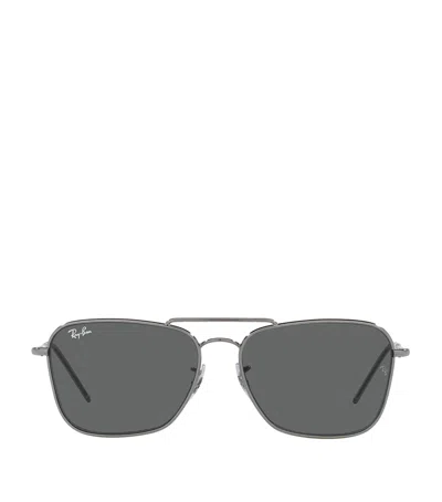 RAY BAN GUNMETAL SQUARE SUNGLASSES