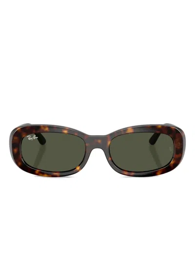 RAY BAN HAVANA OVAL-FRAME SUNGLASSES