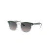 RAY BAN HAWKEYE SONNENBRILLEN GREEN ON TRANSPARENT FASSUNG GRAU GLAS POLARISIERT 52-21