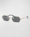 Ray Ban Hexagon Geometric Metal & Plastic Sunglasses In Lt Gold