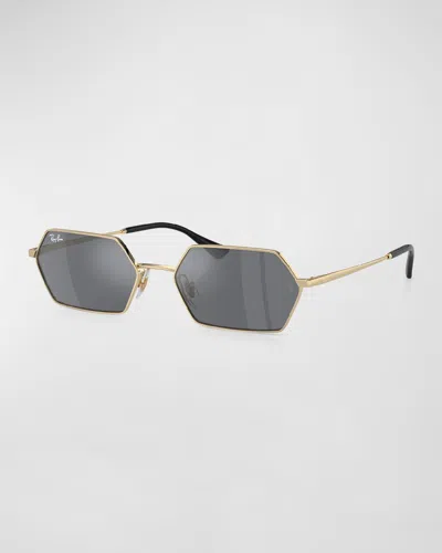 Ray Ban Hexagon Geometric Metal & Plastic Sunglasses In Light Gold