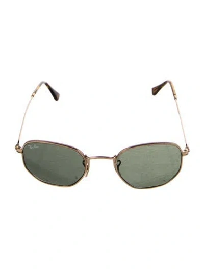 Pre-owned Ray Ban Hexagonal Aviator Sunglasses In Gold/metallic
